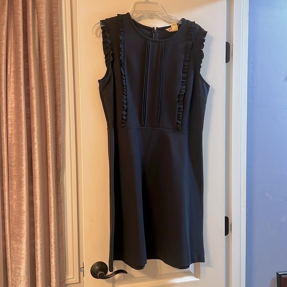 Brooks Brothers navy XL cap sleeve ruffle midi dress EUC